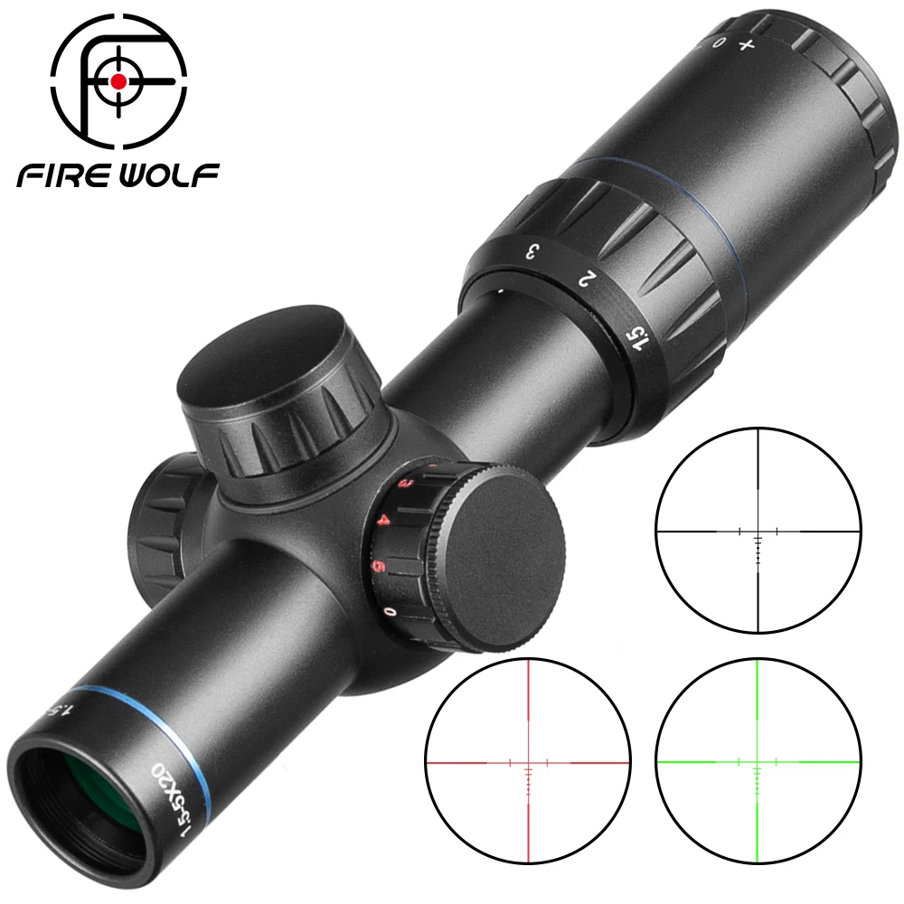 Прицел Fire Wolf HD 1 5 5X20 зеленый и красный прицел для снайперской охоты тактический