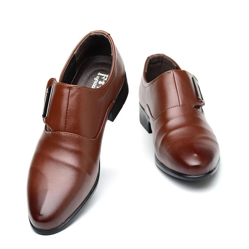 

Business Single Buckle Mens Formal Shoes Men Office Party Wedding Slip On Dress Black Brown Shoes 402096