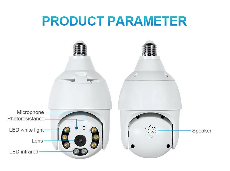 

3MP Full HD Wireless IP Camera Wifi Camera Lamp Head Camera PTZ for Smart Monitor CCTV Cam Night Vision Security Surveillance