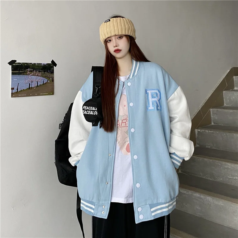 Куртка женская оверсайз свободный модный винтажный спортивный кардиган в стиле