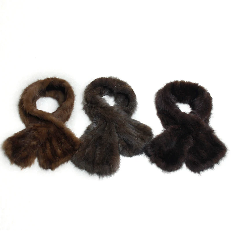 Новинка женский шарф из настоящего норкового меха в русском стиле вязаный для