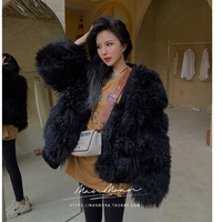 2020 new fashion design real leather sheep curl fur jacket women coat winter womens curly yarn leather fur coat streetwear
