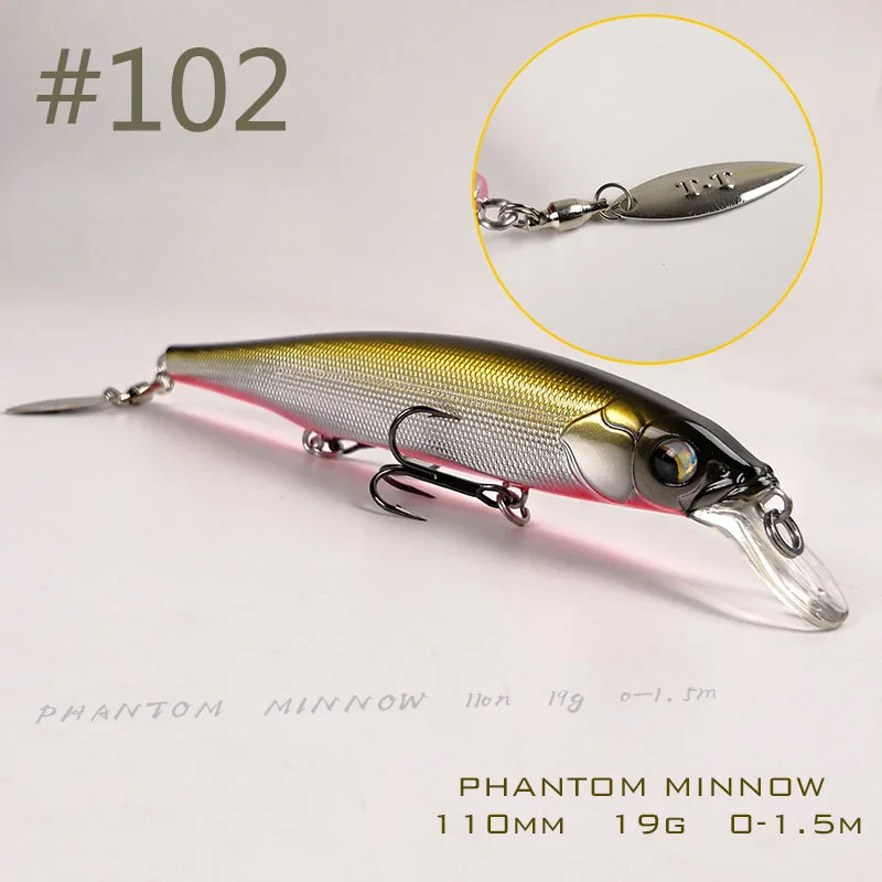 Новая приманка TH110 suspension Minnow 110 мм 19 г Джеркбейт качающийся, искусственный рыболовный Приманка для морской окуня форели окуня Щука приманка для рыбы суспендер воблер - Цвет: Color 102