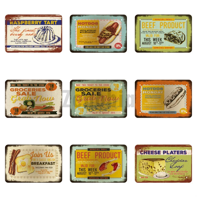 Пиццы/хот-дог металлический знак Винтаж Оловянная табличка фоновая фотография в