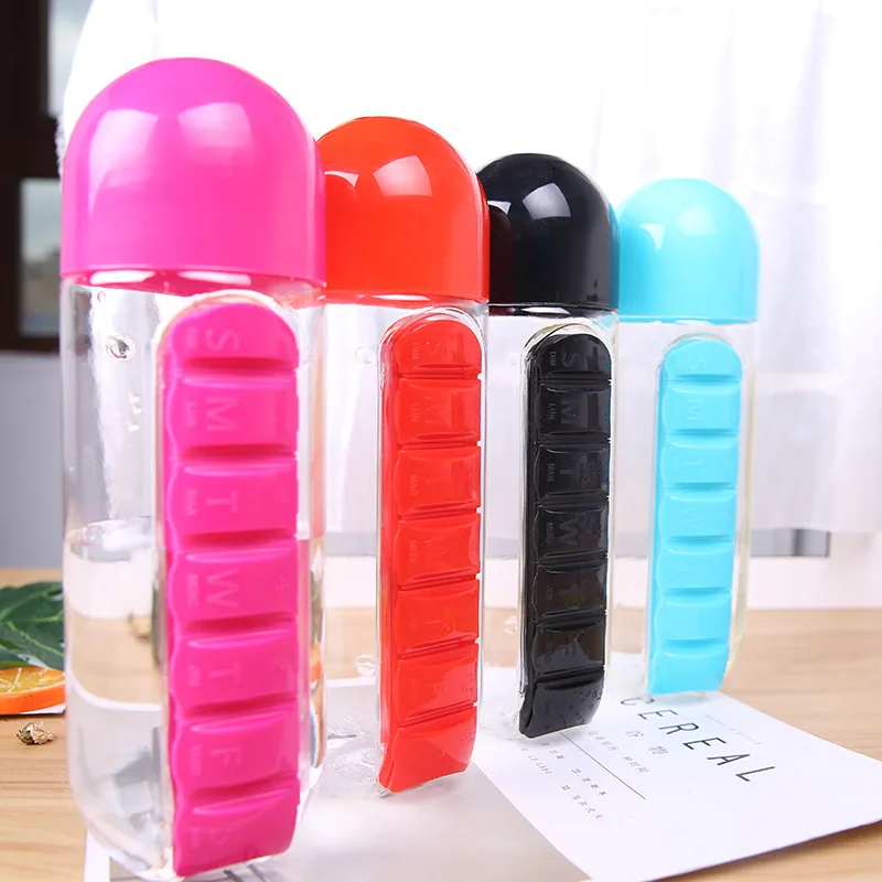 

Seven-Day Medicine Box Cup Creative Capsule Cup 2-in-1 Outdoor Portable Medicine Box Cup