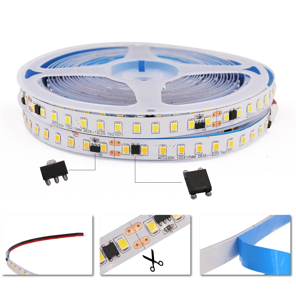 

220V 2835 Led Strip Light 120LED/m 5m With IC IP67 Tube Waterproof Decoration White/ Warm White/ Natural White 12mm Width