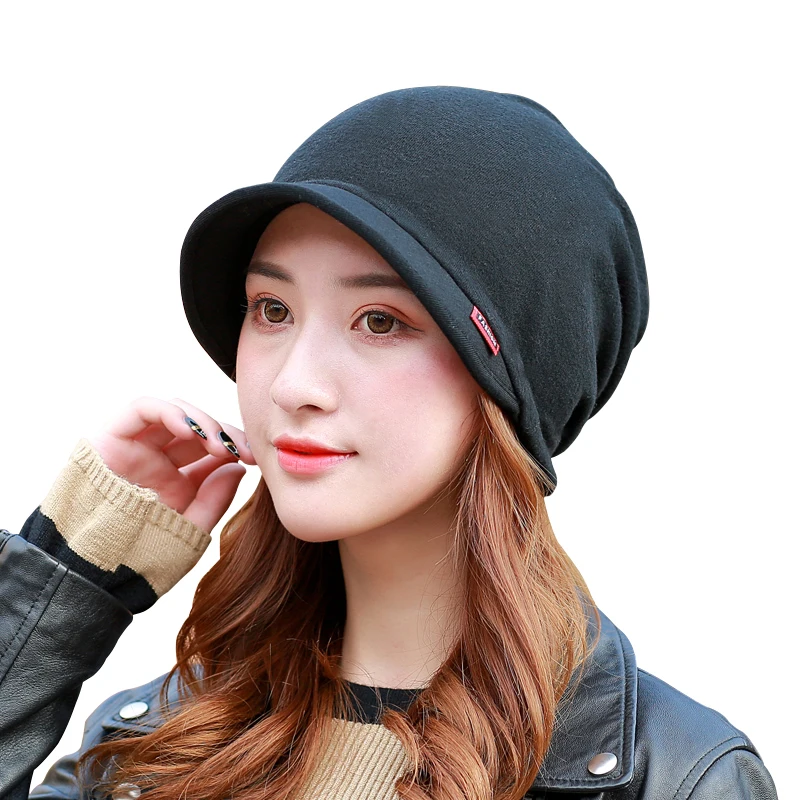 

COKK Cotton Ponytail Cap Winter Hats For Women Turban Hat Female Beanie Stretch Hats Bonnet Winter Cap Ear Windproof Bonnets