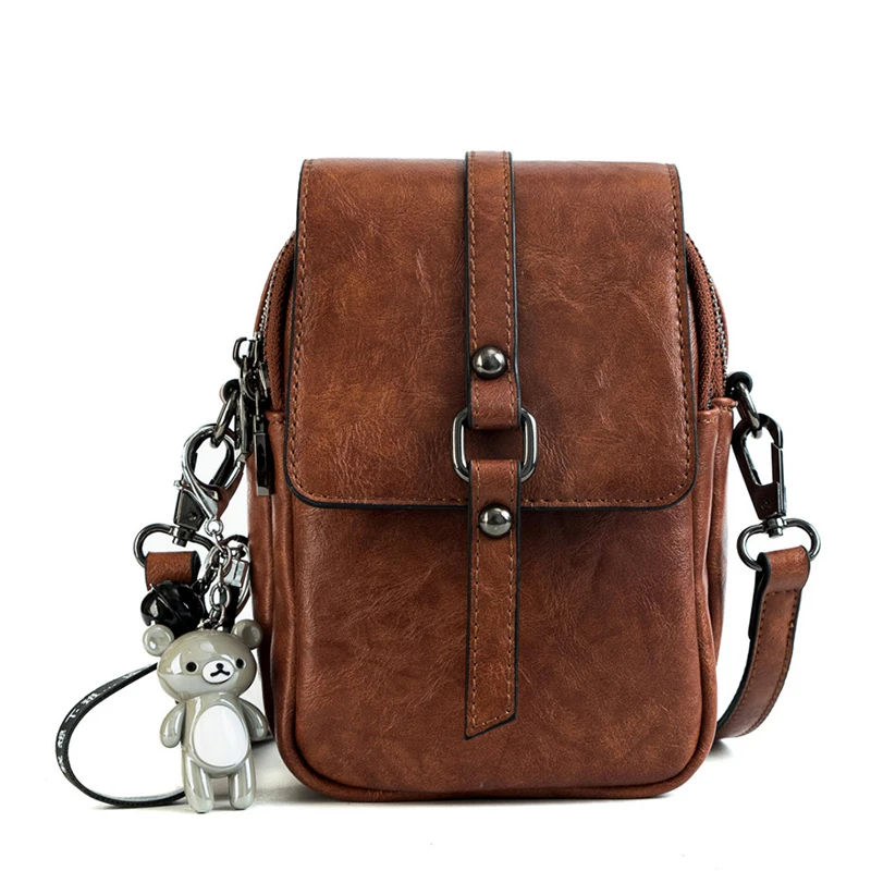 

Mini Phone Shoulder Bags Buckle Zipper PU Flap Rectangle Chain Women Crossbody Shoulder Bag
