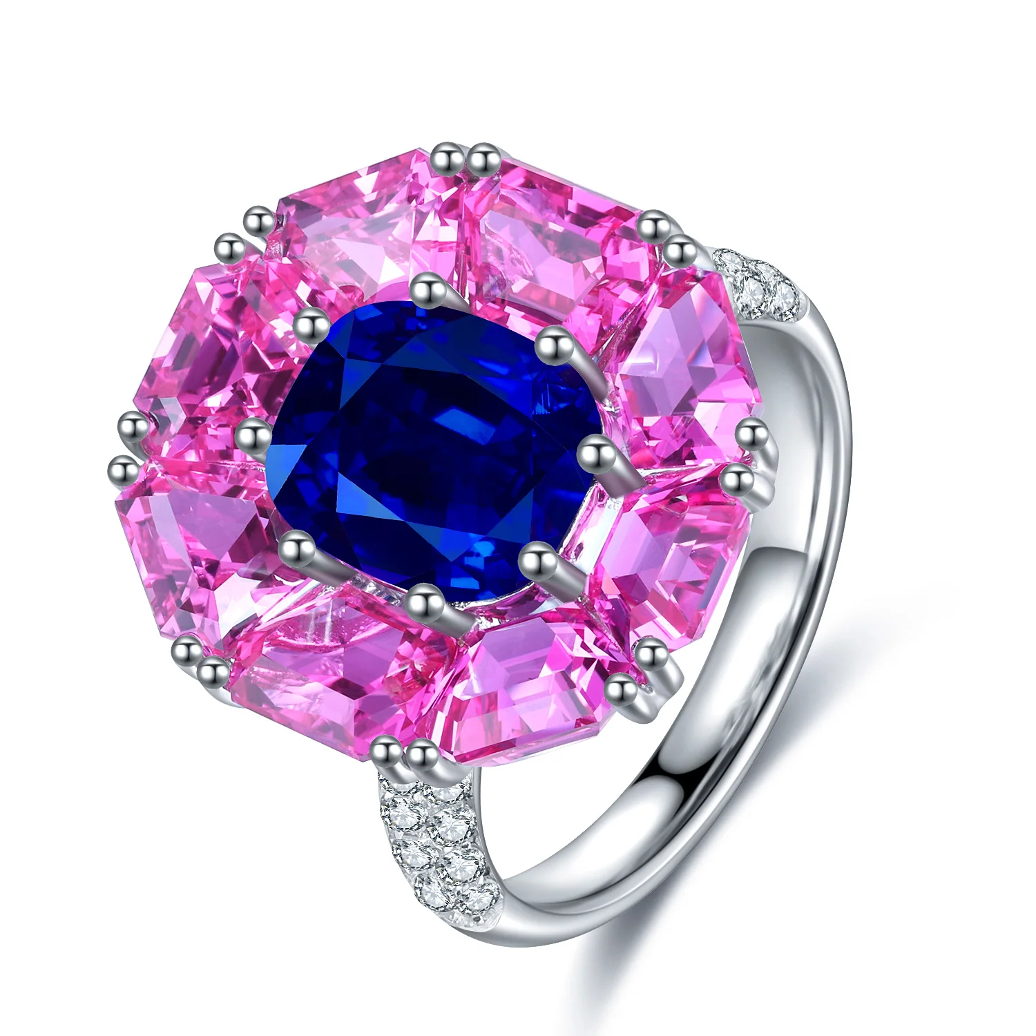 

2021 Factory Wholesale Custom Luxury Women's Engagement Anniversary Lab Grown Sapphire 9K Gold Ring