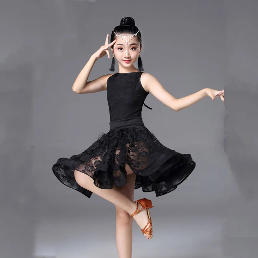 Платье для латинских танцев бальных с кисточками Cha костюм девочек платье