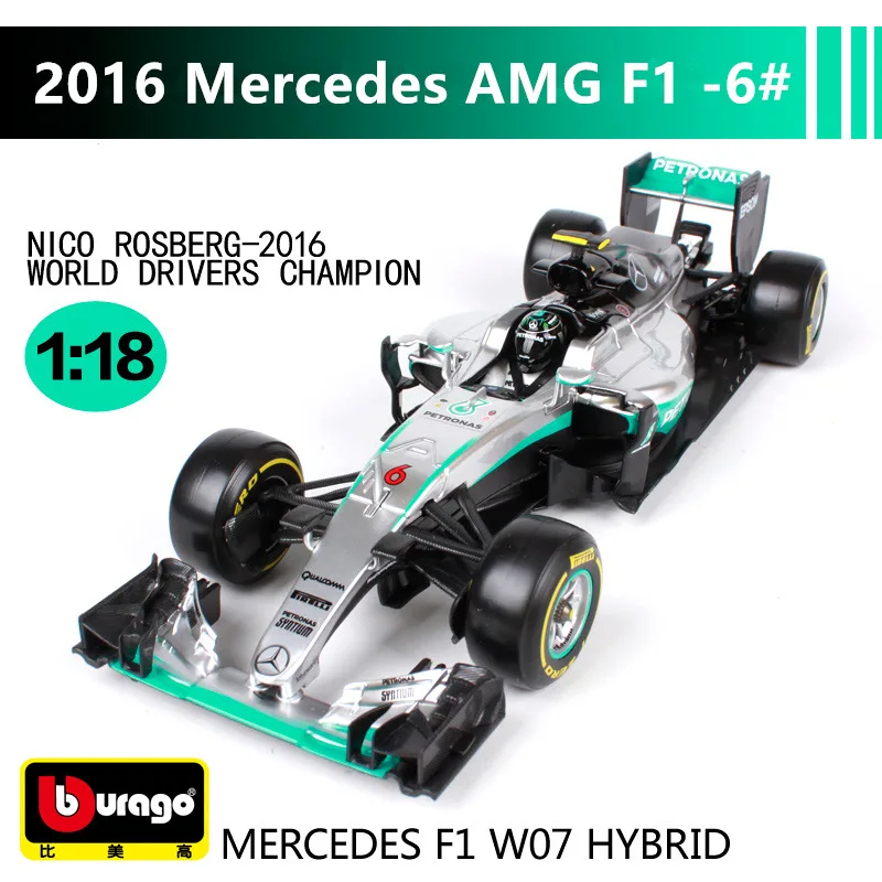 Mercedes-6 Бураго 1:18 красный BULL-RB13 сплав F1 модель автомобиля литье под давлением модель автомобиля моделирование автомобиля украшение коллекция Подарочная игрушка - Цвет: Mercedes-6