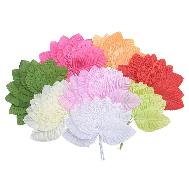 

100pcs Colorful Simulation Silk Rose Leaf Fake Foliage for Home Wedding Decoration DIY Xmas Wreath Accessories Artificial Flower