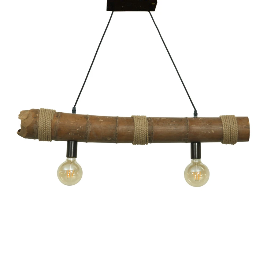 Лофт деревенская Подвесная лампа под бамбук гостиная бамбуковая пеньковая