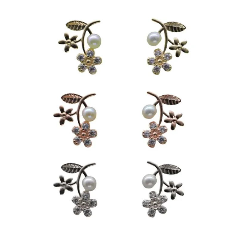 

2021 новые модные простые серьги в форме диких цветов и листьев, супер Блестки из циркона, Пресноводный Жемчуг, золотые Высококлассные серьги