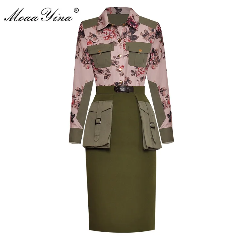 MoaaYina модные Дизайнерский Костюм Демисезонный Для женщин с длинным рукавом