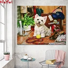 Алмазная вышивка West Highland White Terrier, полностью квадратная, круглая, 5D, алмазная живопись сделай сам, украшение для собак
