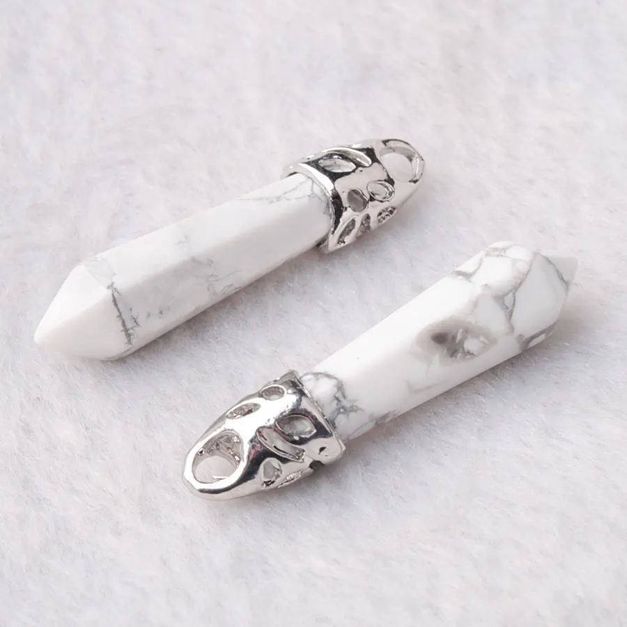 

5pcs Natural Hexagonal White Howlite Gem Stone Charms Pendant Findings for Jewelry Making Women Necklace Earrings DIY PZ9025