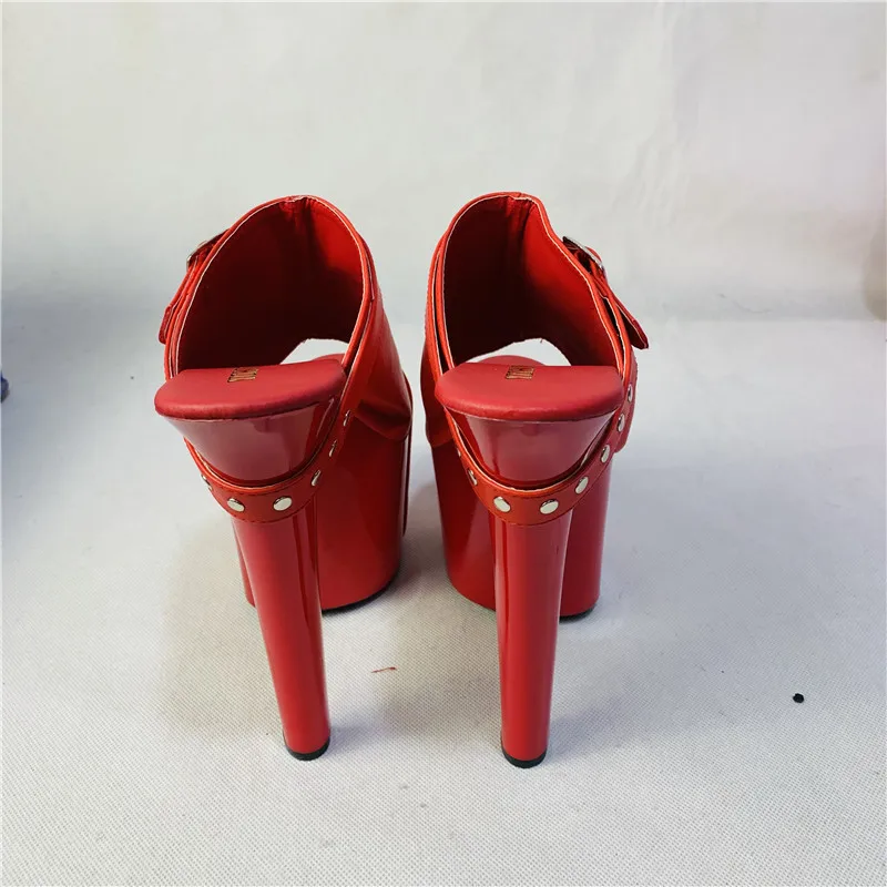 Rivet embellished women's high heel 17cm slippers 7 inch hand-made dancing shoes | Спорт и развлечения