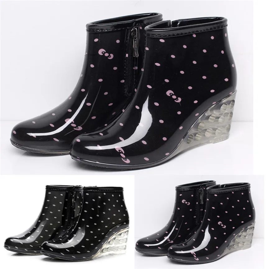 Непромокаемые сапоги Bota Feminina женские короткие трубы на танкетке в уличном стиле