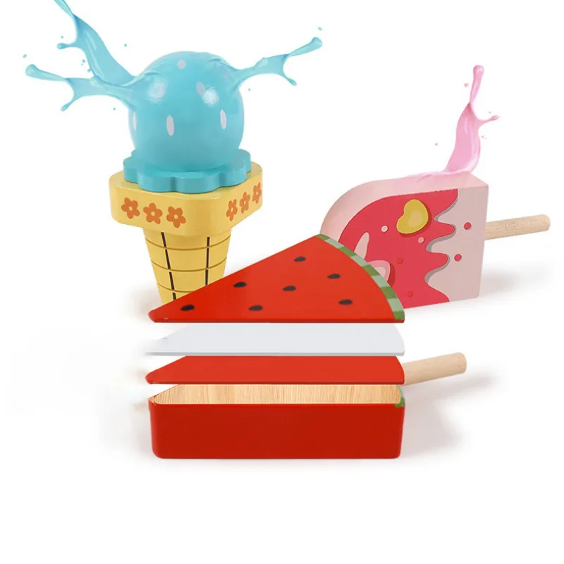 

Children's Simulation Ice Cream Car Play House Wooden Large Boys And Girls Trolley Candy Ice Cream Car Toy Gift
