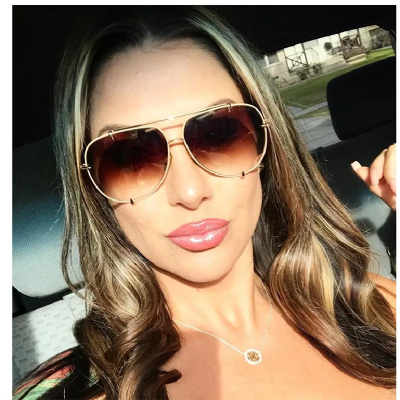 

Солнцезащитные очки-авиаторы HBK для мужчин и женщин, модные большие брендовые дизайнерские солнечные очки в стиле ретро, в большой оправе, ...