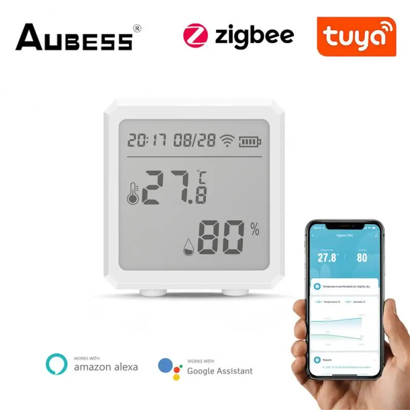 

AUBESS ZigBee Temperature And Humidity Sensor Smart Humidity Environment Sensor Smart Control Tuya Smart Home Works With Alexa