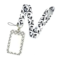 10pcs panda lanyard credit card id holder bag student women travel card cover badge car keychain accessories decorations gifts