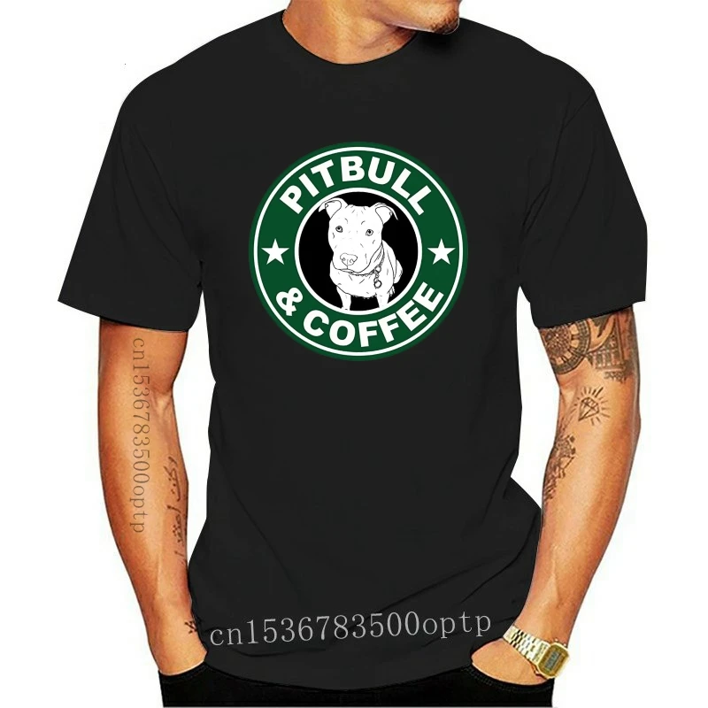 

New 2021 Fashion Short Sleeve Cotton O Neck Tops Free Shipping Pitbull And Coffee Cool T Shirts For Men