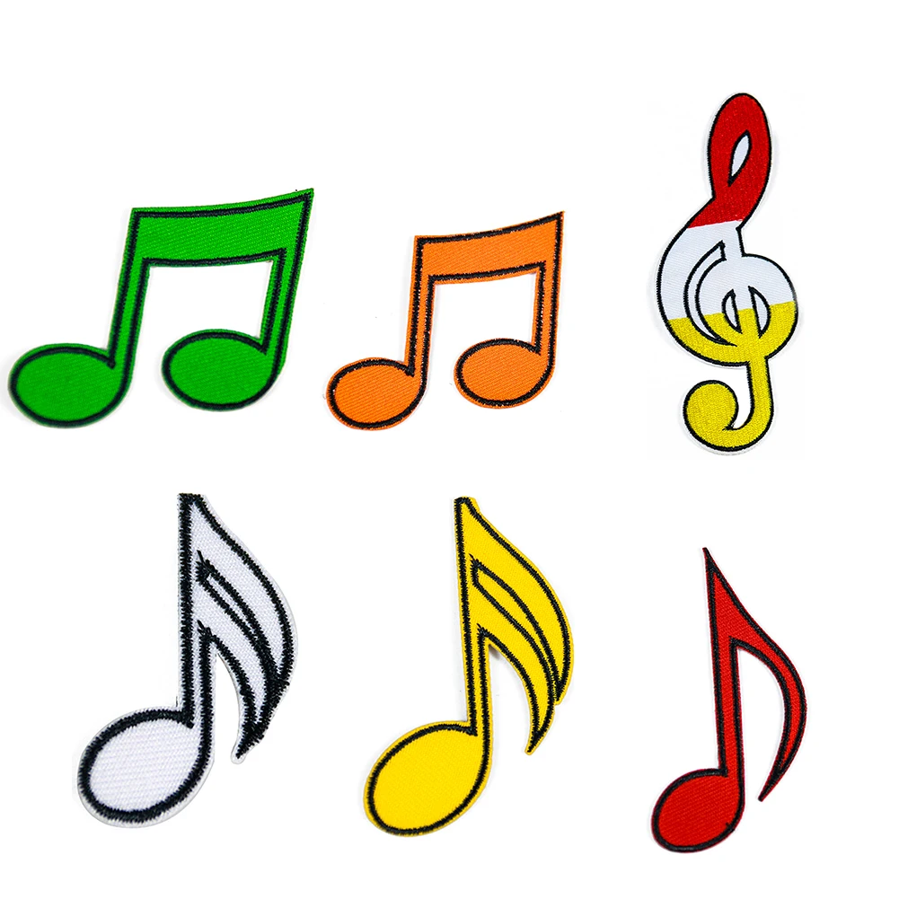 

Music Guitar Note Patches Stickers Iron on Clothes Heat Transfer Applique DIY Embroidered Applications Cloth Fabric Sequin Patch