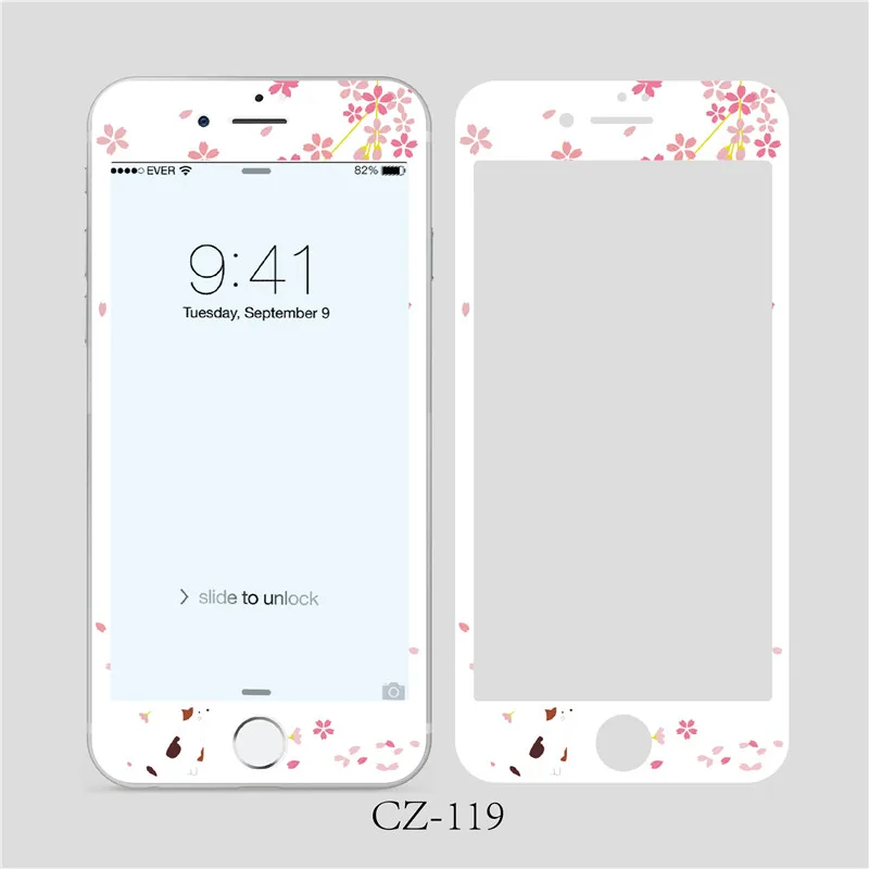 Милое закаленное стекло с цветочным узором для iPhone 8 7 6 6S plus 3D мягкая передняя защита экрана пленка полноэкранное стекло