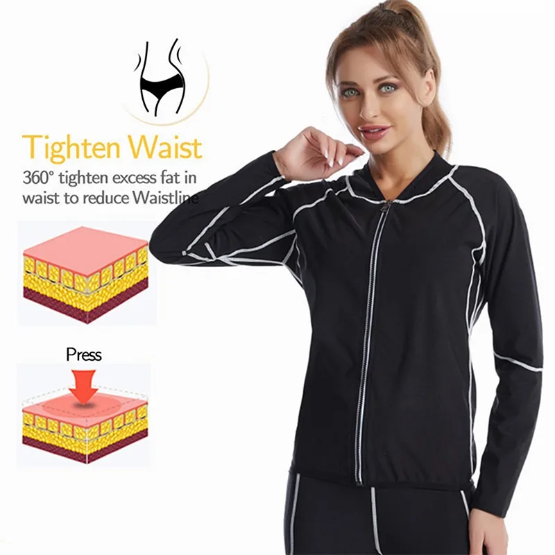 Женский неопреновый костюм для похудения с длинным рукавом и молнией |
