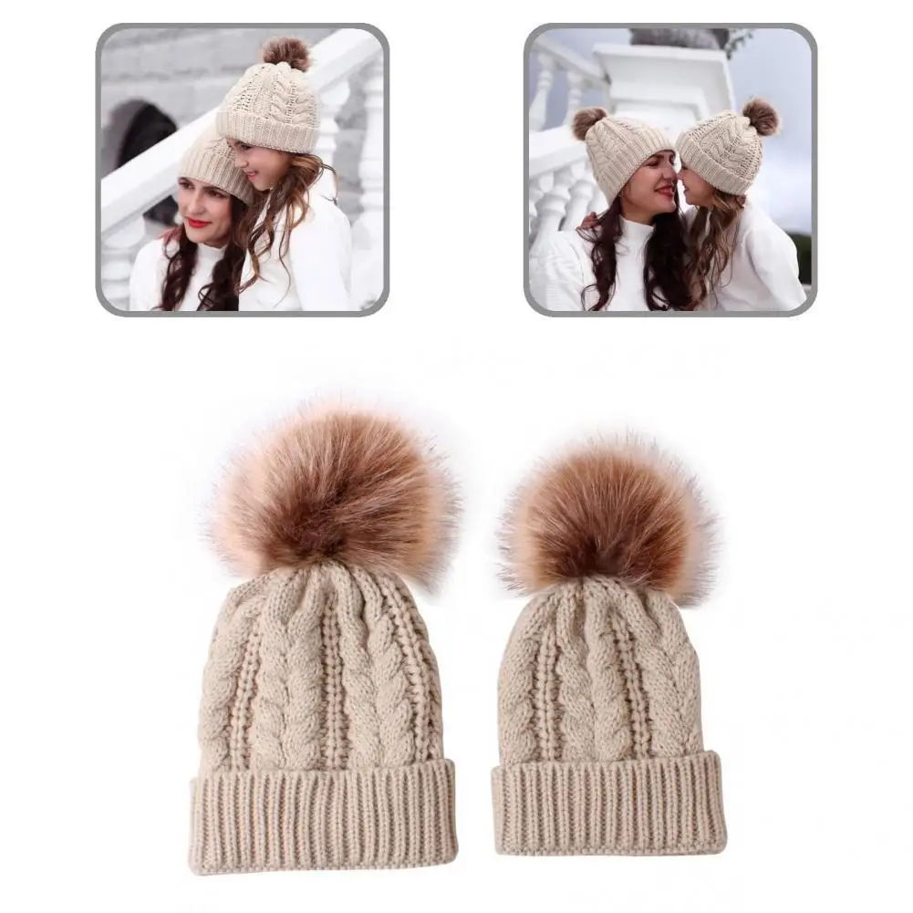 

Soft Thicker Layer Mother Child Daughter Son Winter Warm Knit Hat for Kids
