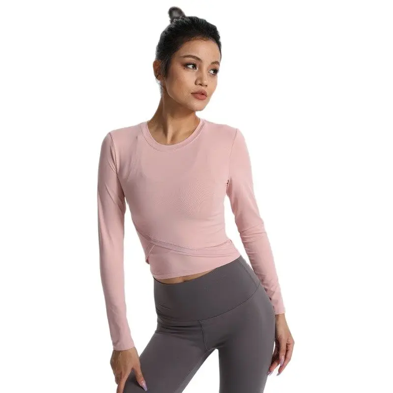 

Women Autumn Quick Dry Gym Yoga Wear Long Sleeve Sports Tees Tops Tight Fit Professional Running Training T-shirt