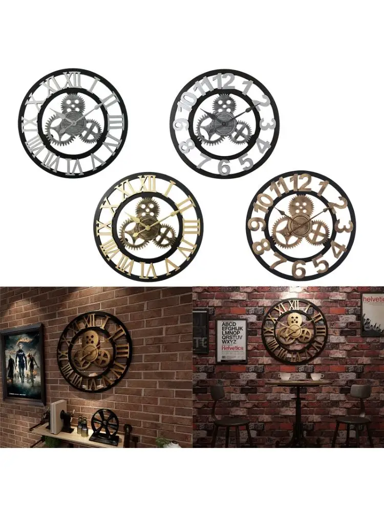 

2021 New 40/50cm Vintage Silent Wall Clock Arabic Roman Numeral Pendulum Clocks Decor