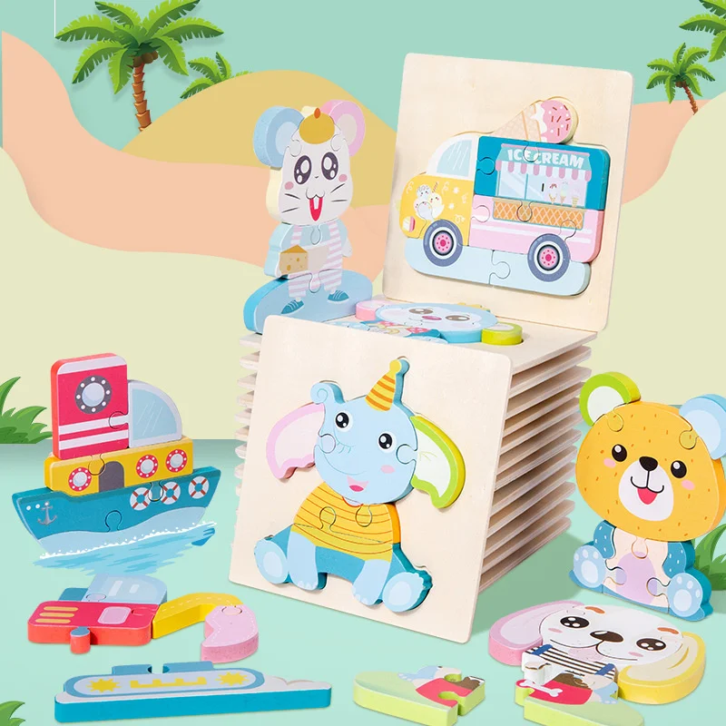 

Деревянная игрушка-пазл для детей, 2 года