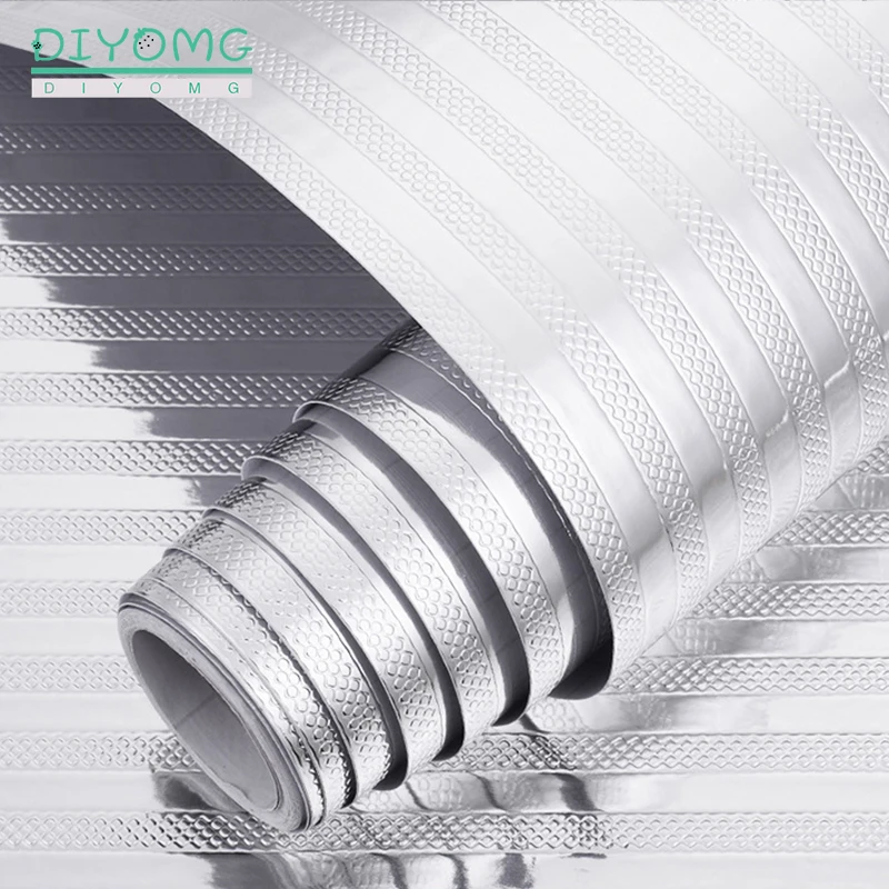 

New Kitchen Wall Stickers Waterproof Oil-proof Self Adhesive Wallpaper Aluminum Foil High-temperature Removable Sticker Film