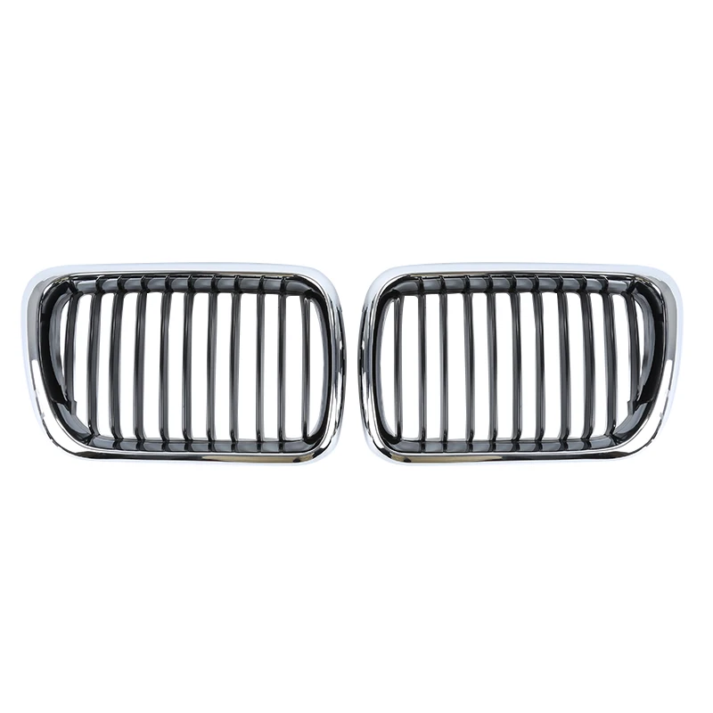 2 pcs Plating Front Kidney Double Slat Racing Grills Grille Fit For BMW E36 3-series (318i 320i 323i 325i) / M3 4 Door 1997-1999