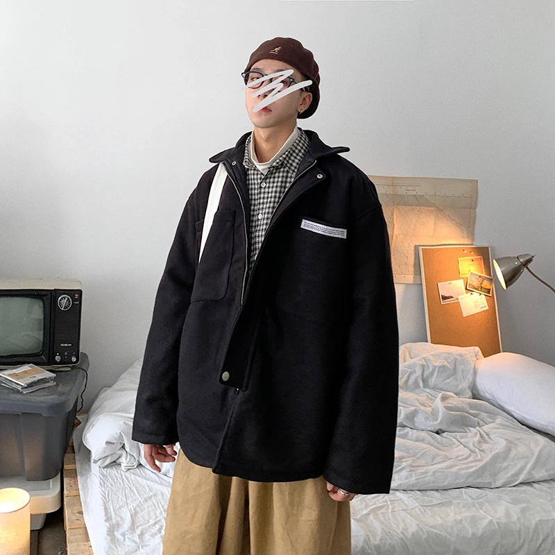 

2019 Winter New Material Three-dimensional Pocket Labeling Cotton Coat Letters Embroidery Fashion Casual Shirt Jacket M-XL