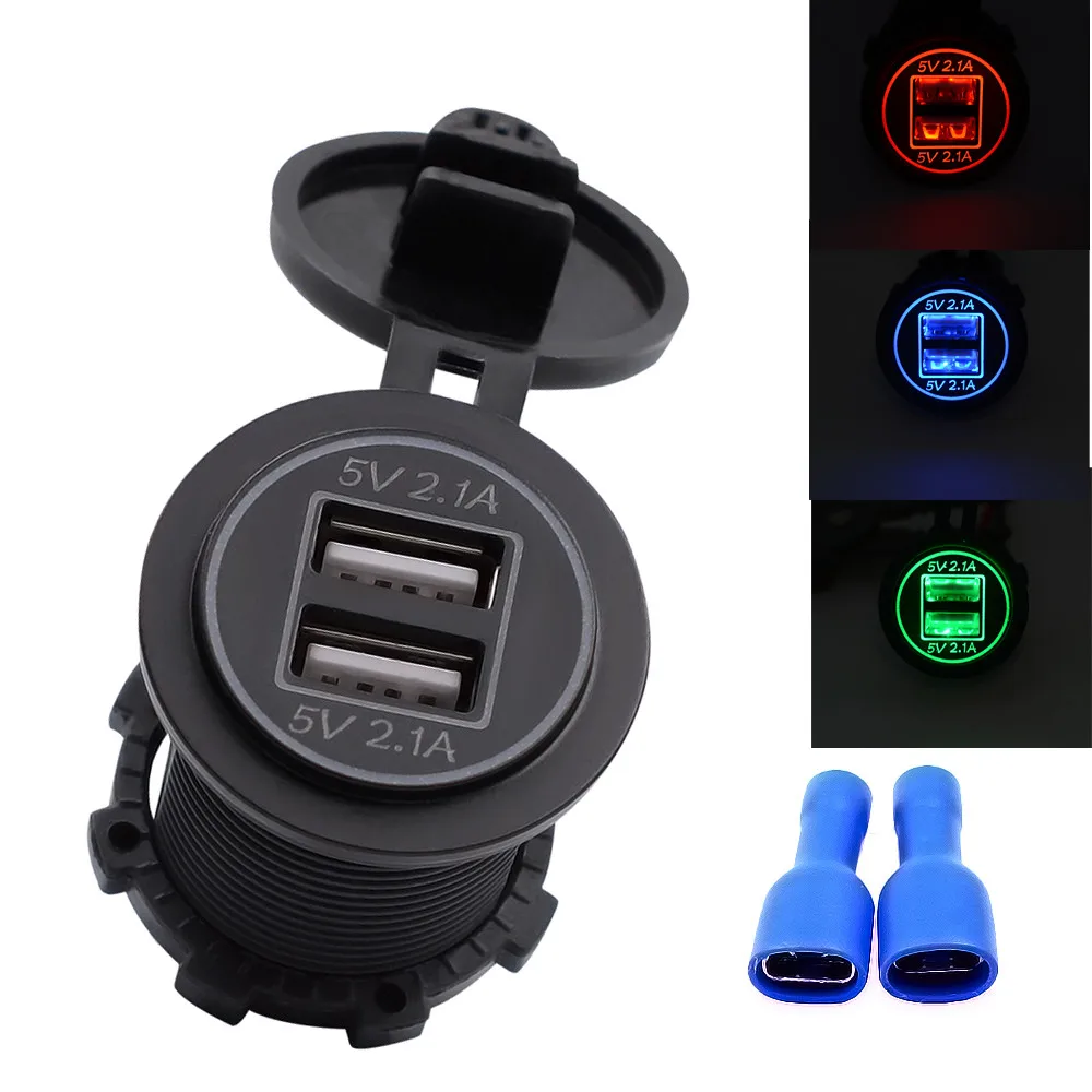 Автомобильное USB зарядное устройство 5V 4.2A для мотоцикла Авто Грузовик ATV Лодка