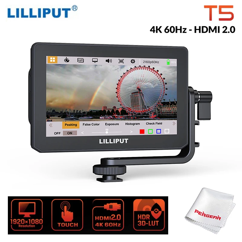 LILLIPUT T5 HDMI 2 0 4K 60Hz Вход 5 дюймов сенсорный экран Экран 1920x1080 на Камера монитор DSLR HDR 3D
