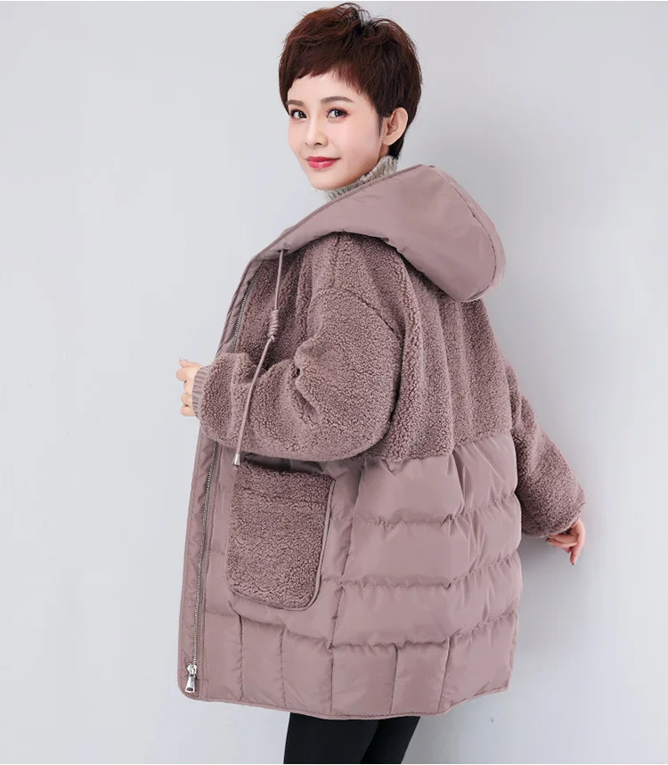 

padded cotton clothes women's middle and long style Korean loose thickened cotton clothes mother's cotton padded jacket