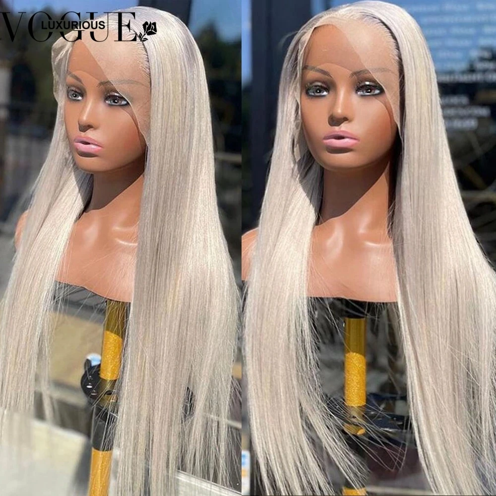 Прямой парик на сетке спереди пепельный блонд перуанские цветные парики с Омбре