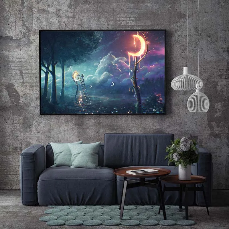 

Abstract Landscape Wall Art Posters and Prints Fantasy Night Starlight Deep Sea Canvas Painting Nordic Living Room Home Decor