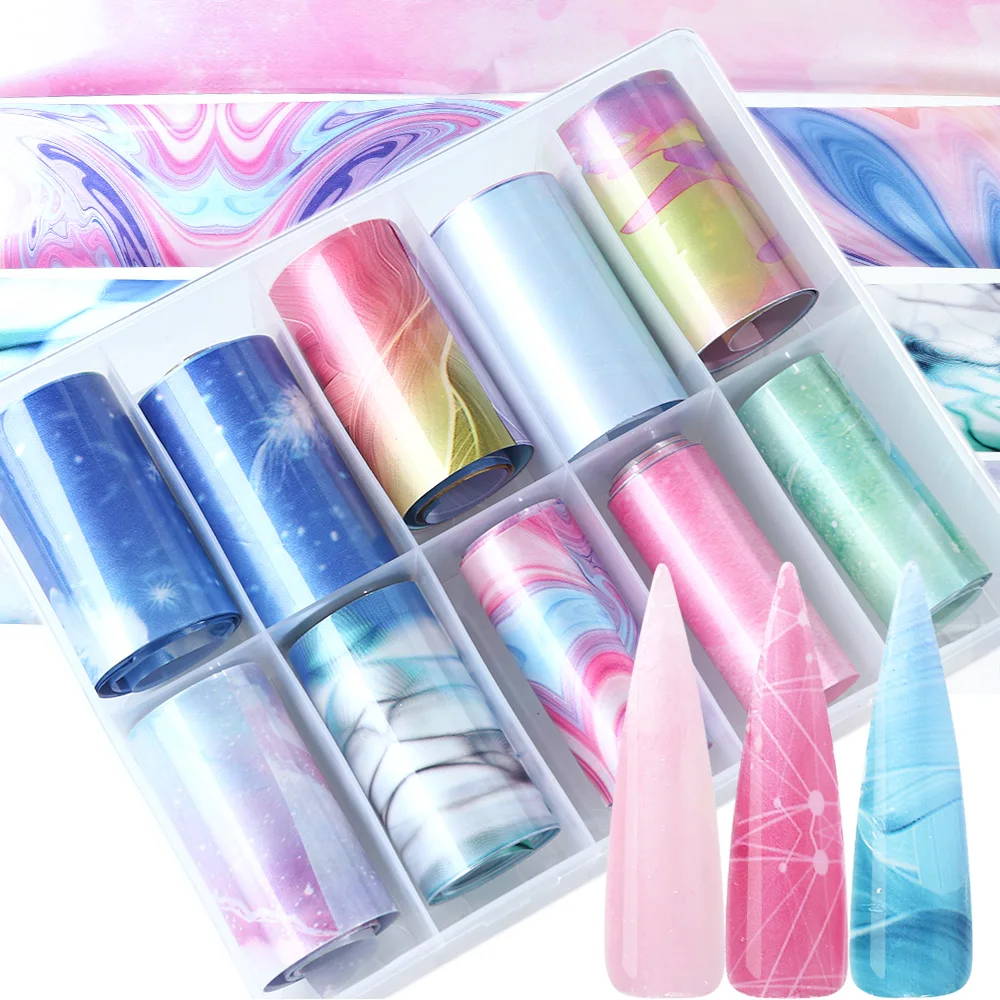 10 шт./компл. фольга для ногтей s наклейки чернила гель градиентный цвет