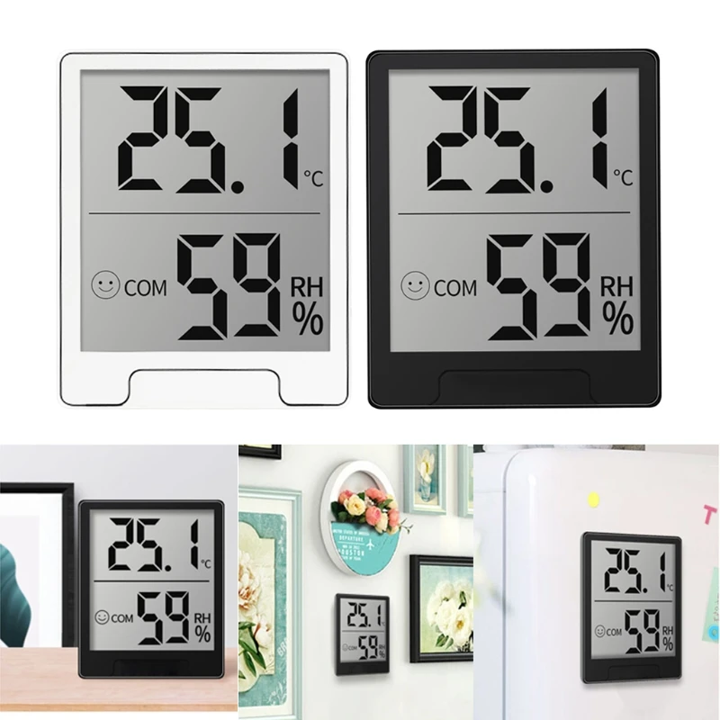 

Black White Digital Screen Indoor Humidity and Temperature Measuring Gauge Thermo-Hydrometer for Family Tempw J2HB