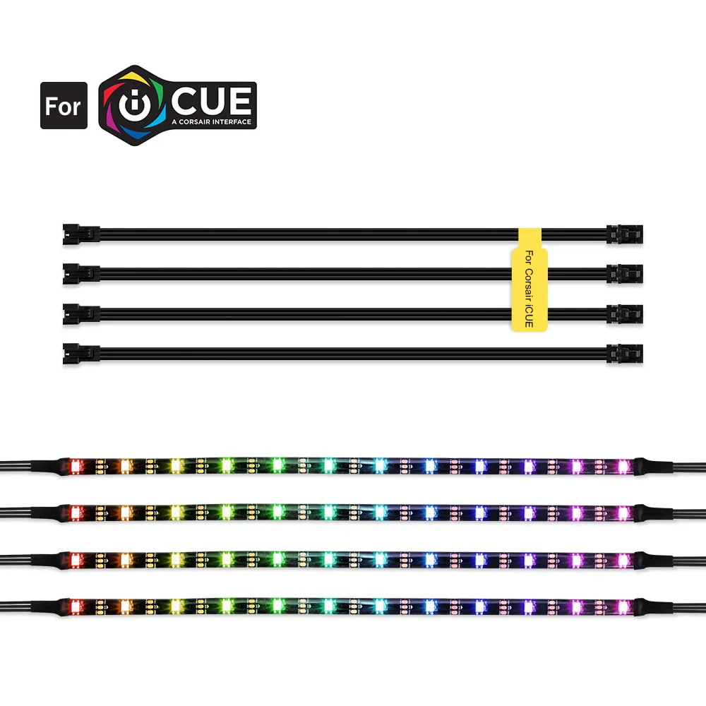 4pcs 12leds IP65 Адресуемая WS2812b цифровая светодиодная лента Радуга RGB PC светодиодная лента для ПК чехол для компьютера декор, для iCUE CORSAIR интерфейс - Испускаемый цвет: 4pcs 12leds IP65