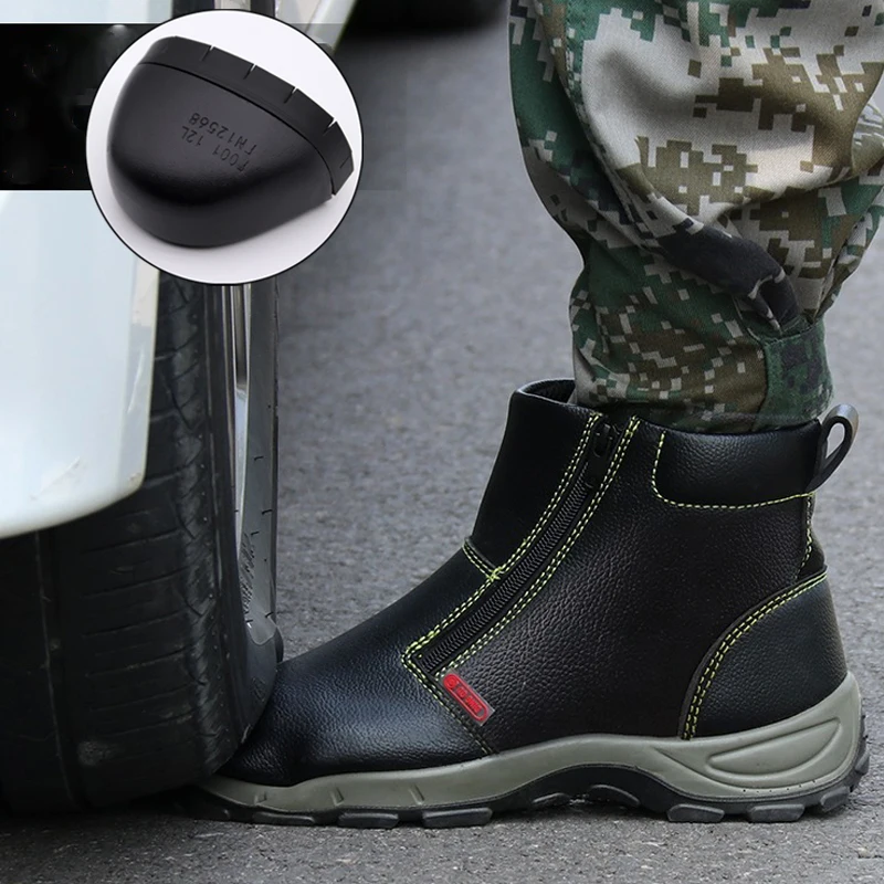Кожаные рабочие ботинки безопасная обувь со стальным носком плюшевые теплые