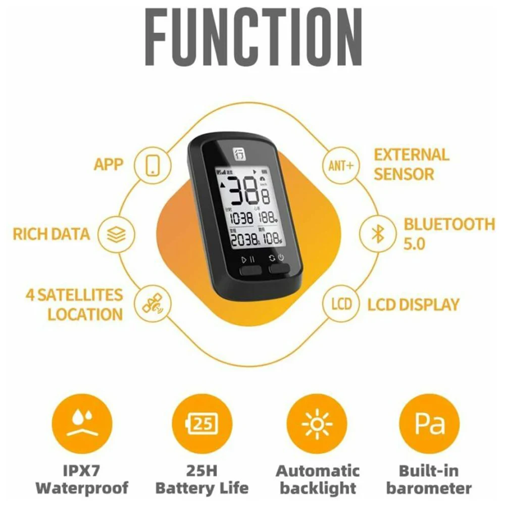 

Bicycle Wireless Code Meter Speedometer Mountain Bike Heart Rate Cadence Waterproof GPS Sports Sensors APP Mileage Code