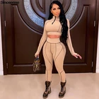 Женские туфли из двух частей, комплект повседневной одежды в полоску, с молнией, укороченный топ + леггинсы с высокой талией в комплекте комплекты Узкие Тренировки Спортивный комплект одежды из 2 предметов