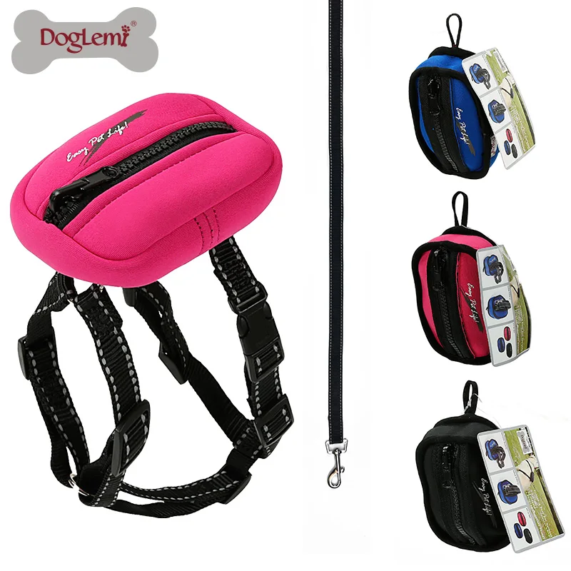 Светоотражающая нейлоновая шлейка для собак Doglemi больших в стиле H с карманом|harness